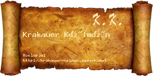 Krakauer Kálmán névjegykártya